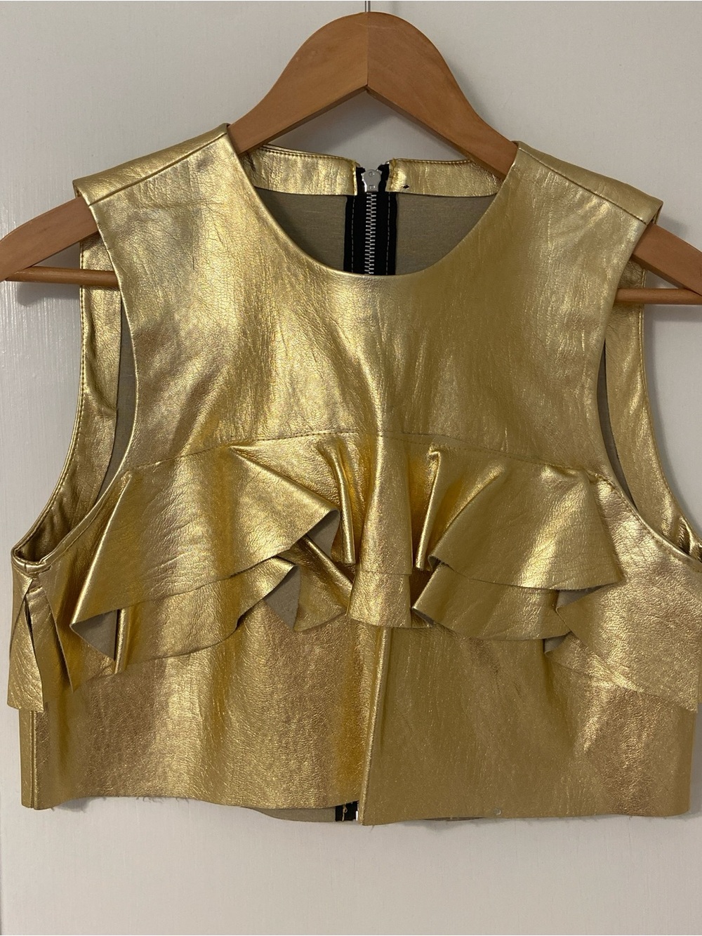 Zara Faux Leather Gold Crop Top